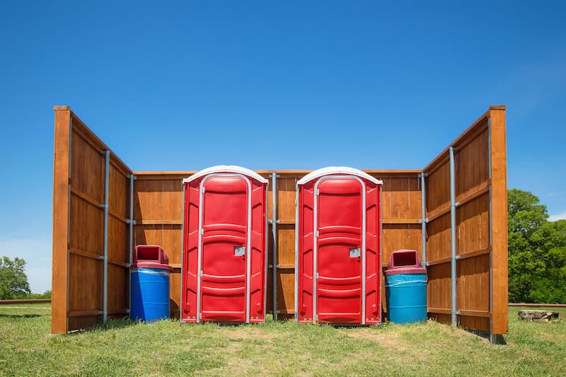 Short-term porta potty units staged for delivery in Sturgeon bay, WISCONSIN